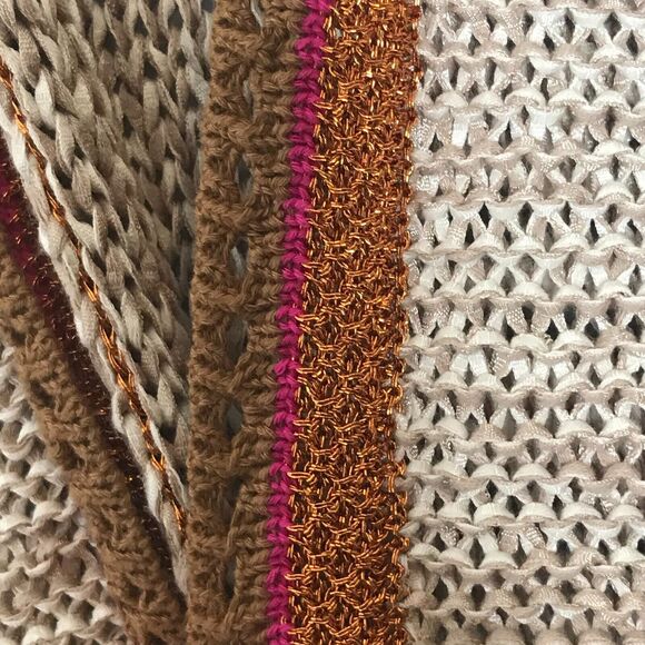 Chicos Sweater Womens Large Oatmeal Pink Copper Knit Cardigan Vest Open Front - Picture 4 of 9